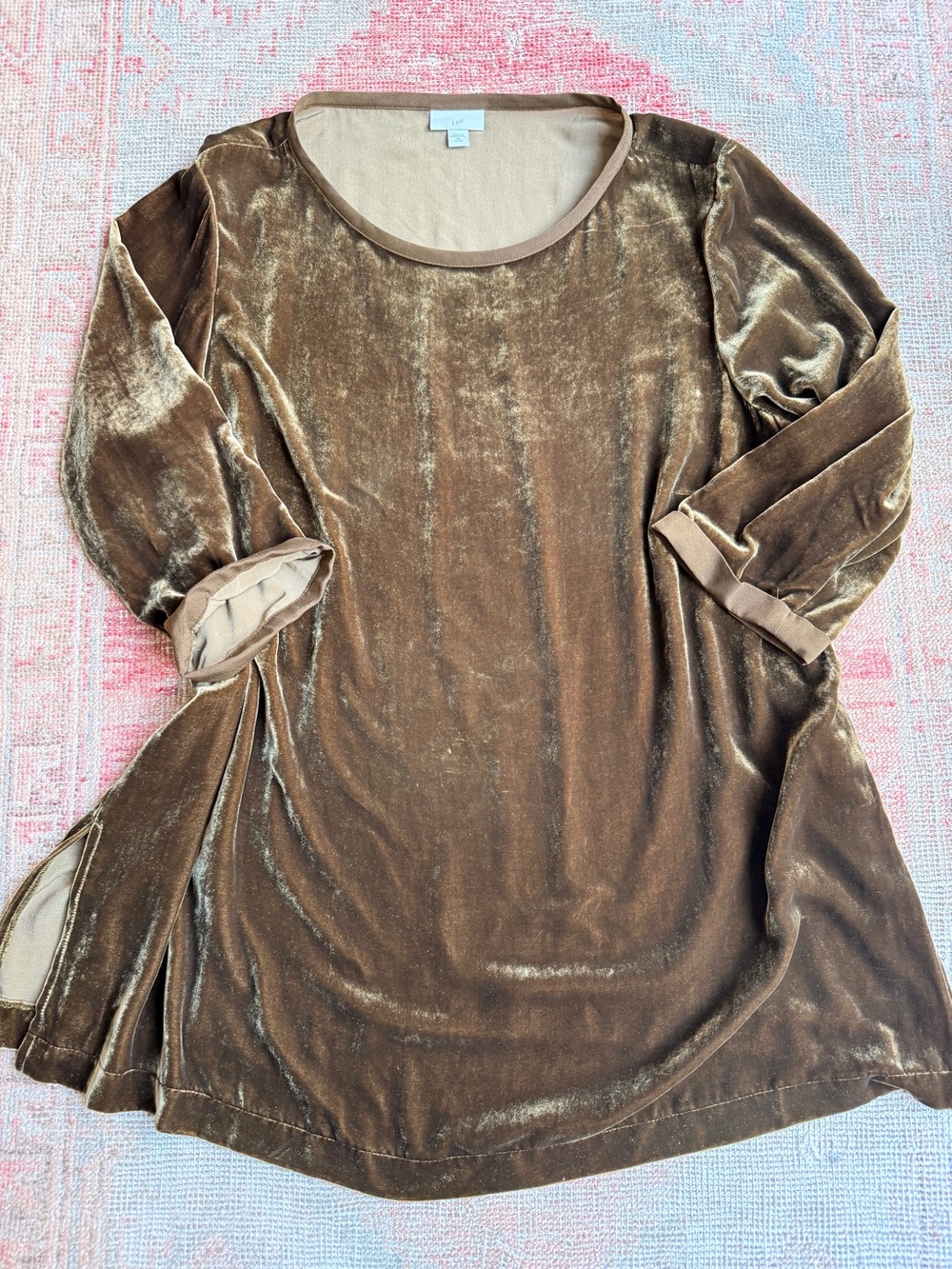 J. Jill olive fall cottagecore lux Velvet Scoop-Neck Tunic